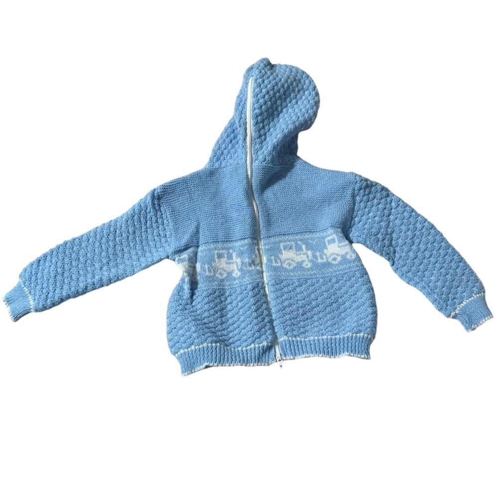 Winnie The Pooh 0-6 months Vintage knit sweater with hood, zips in the back - Picture 2 of 4